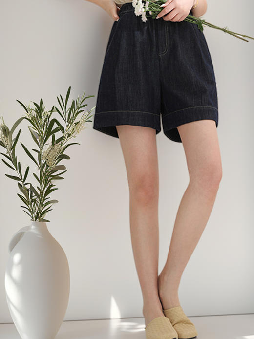 M2臣禾【汉麻牛仔短裤】 松紧腰休闲裤	JZ252060158 商品图0