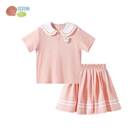 贝贝怡童装女童夏季套装短袖t恤学院风短裙夏装儿童Polo衫两件套ZB2ET070 商品图6