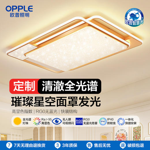OPPLE欧普照明悦然客厅设计美学轻奢奶油风线面满天星吸顶灯套餐 商品图0