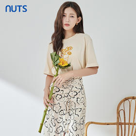 NUTS夏季新品纯圆领气质短袖T恤322021077B