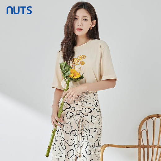 NUTS夏季新品纯圆领气质短袖T恤322021077B 商品图0