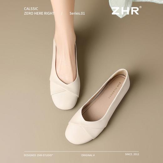 ZHR则则软底舒适浅口单鞋2025新款一脚蹬平底鞋气质豆豆鞋小皮鞋 商品图8