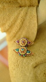 尼泊尔多宝鎏金珊瑚胸针—红色