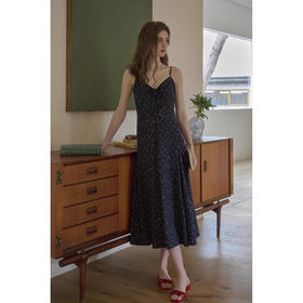 SimpleRetro复古花边法式碎花吊带连衣裙女