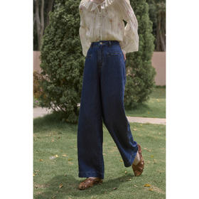 SimpleRetro莱赛尔天丝直筒牛仔裤女阔腿裤