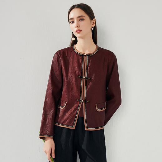 丁摩 真丝香云纱祥云提花缎外套女XZ18699 商品图6