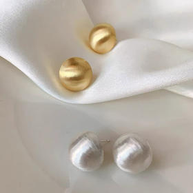 丁摩 纯银磨砂拉丝简约圆形哑光气质高级感耳钉欧美时尚耳饰潮5ZF-0005