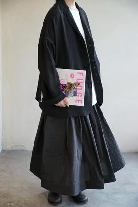 ALBUM DI FAMIGLIA 炭黑色褶皱半身长裙