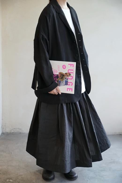 ALBUM DI FAMIGLIA 炭黑色褶皱半身长裙 商品图0