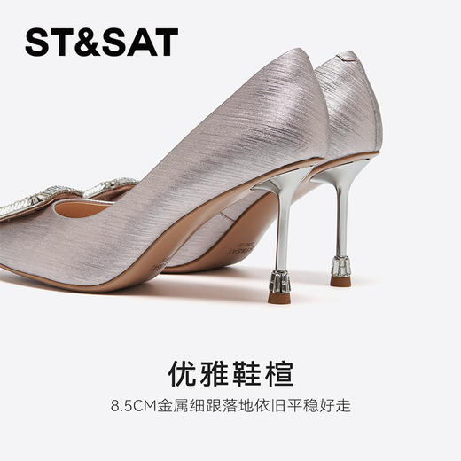 星期六法式水钻方扣尖头高跟鞋SSD3111488 商品图12