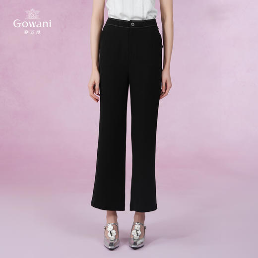 乔万尼休闲裤直筒显瘦百搭垂顺感黑色裤子EI2F847 商品图1