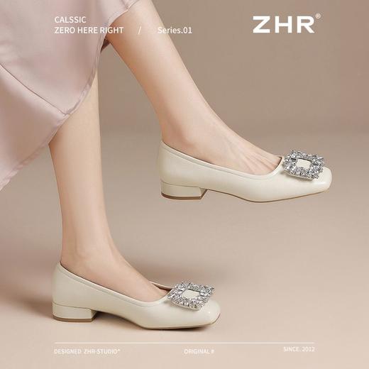 ZHR则则法式复古水钻方扣平底单鞋女2025新款百搭浅口一脚蹬女鞋 商品图8