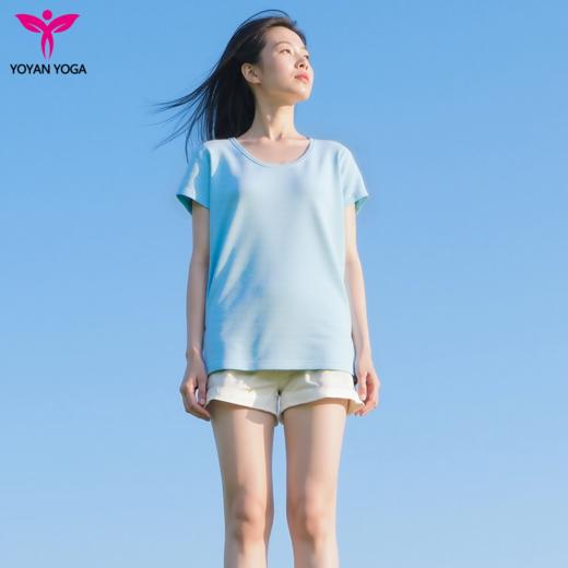 悠妍宽松落肩男女同款瑜伽服短袖T恤DX25530 天丝棉面料 商品图0