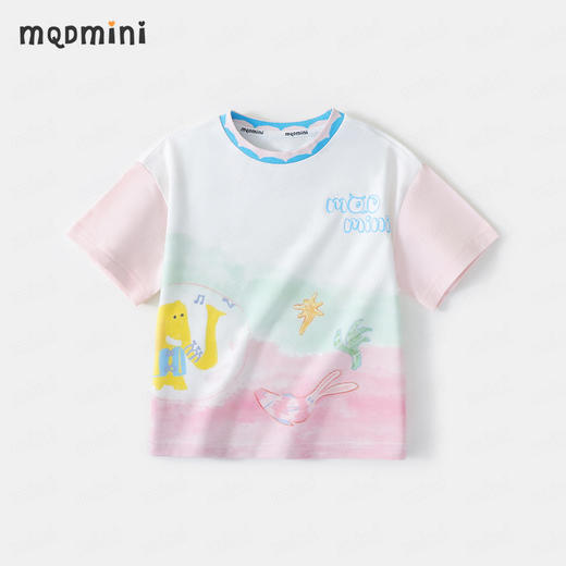 【90-140】【MQDmini】男女童夏季短袖t恤儿童圆领印花撞色上衣 商品图6