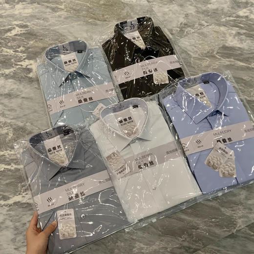 高端商务！2025桑蚕丝莫代尔混纺 丝光斜纹肌理夏净色休闲短袖衬衫男款！ 商品图1