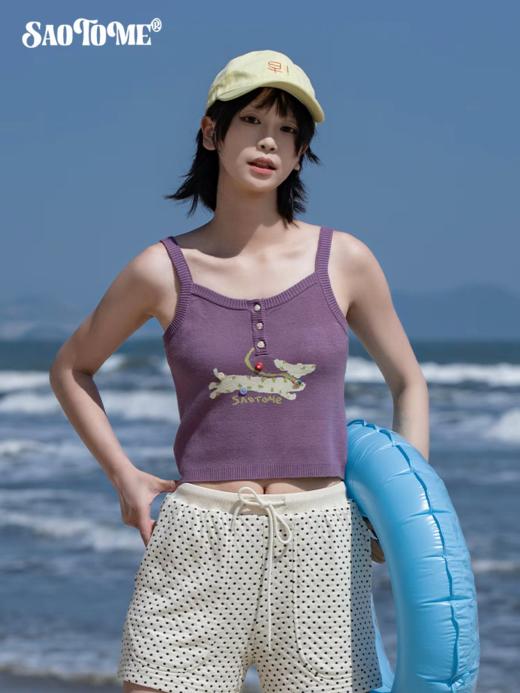 早乙女惠子saotome/STMBX252220/提花斑点腊肠小狗毛织吊带背心 商品图3