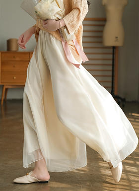 夏日清凉飘逸天丝雪纺阔腿裙裤