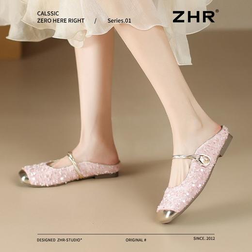 ZHR则则一字带穆勒拖鞋2025新款气质百搭包头拖鞋魔术贴时尚女鞋 商品图2