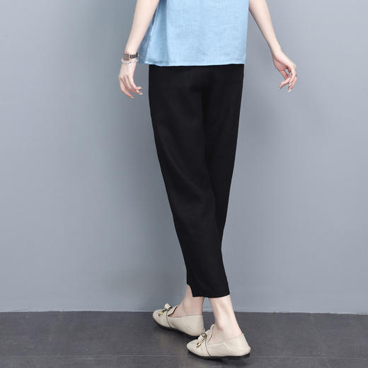 丁摩 夏装棉麻休闲时尚九分裤新款女装薄款松紧腰裤子5ZF-2207 商品图3