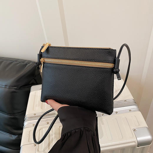 雀说 真皮菱格压花单肩包四叶草斜挎包小方包2037 商品图6