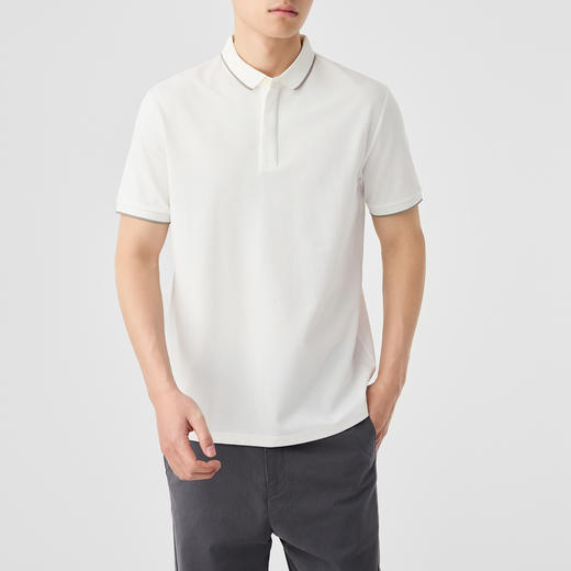 红览 夏款棉质条纹撞色翻领男士t恤70331 商品图9