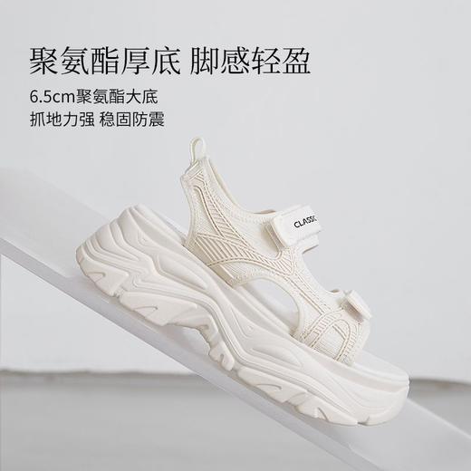 ZHR则则厚底运动凉鞋女2025夏季显高魔术贴沙滩鞋透气舒适凉鞋女 商品图5