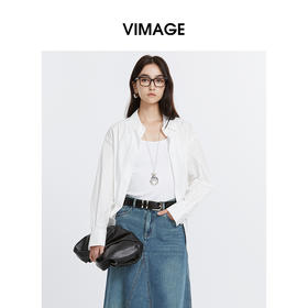 VIMAGE纬漫纪秋季新款时尚气质显瘦收腰设计简约百搭白衬衫V2209806