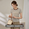 百媚生 天丝羊毛条纹圆领短袖女t恤16882 商品缩略图1