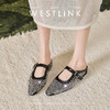 西遇网面包头半拖鞋女外穿新款夏季水钻一脚蹬单鞋平底穆勒鞋V1256863 商品缩略图2