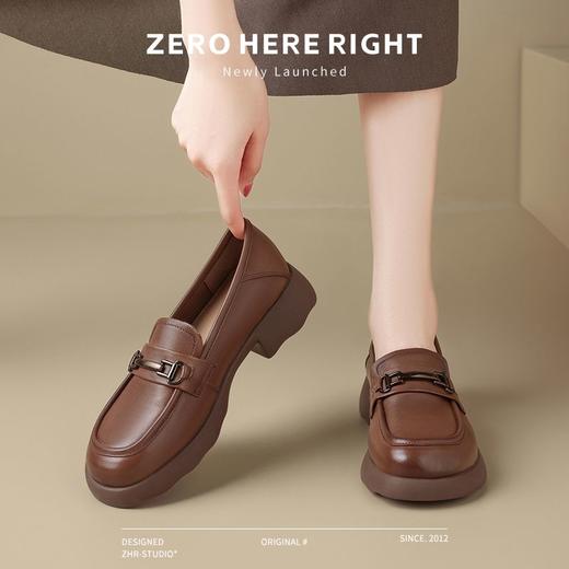 ZHR则则头层牛皮复古优雅乐福鞋女鞋2024新款金属衔扣百搭小皮鞋 商品图8