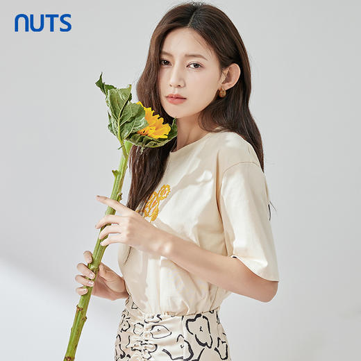 NUTS夏季新品纯圆领气质短袖T恤322021077B 商品图3