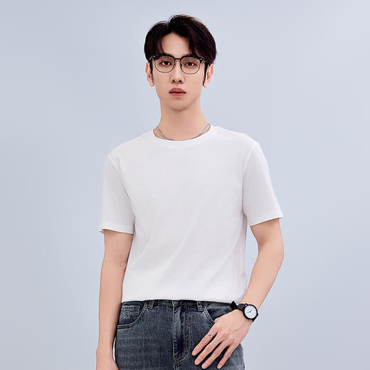 【新品上市】HX 夏季圆领短袖合体T恤桑蚕丝面料/S102522608101/02 商品图1