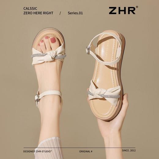 ZHR坡跟凉鞋女2025新款夏季网红高级水钻凉鞋轻便厚底增高凉鞋女 商品图5