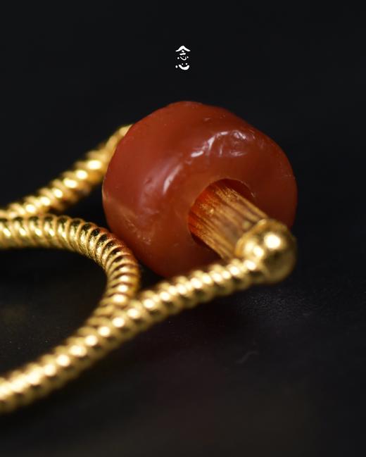 红玛瑙车轮珠银鎏金镶嵌戒指 商品图3