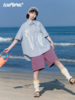 早乙女惠子saotome/STMCS252175/鲜花蕾丝贴布绣条纹短袖衬衫 商品缩略图1