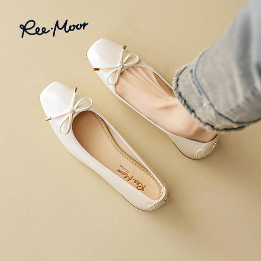 REEMOOR睿慕2025年春新款舒适软底浅口单鞋方头粗跟增高通勤女鞋R224D6 商品图4