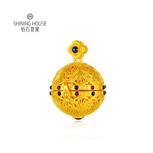 【纳吉藏福系列】钻石世家 古法黄金花丝和合生肖珐琅吊坠 足金黄金吊坠 生肖蛇猴【黄金产品不支持无理由退换货】预计3-5天发货 商品图2