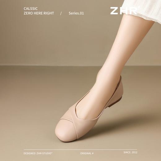 ZHR则则软底舒适浅口单鞋2025新款一脚蹬平底鞋气质豆豆鞋小皮鞋 商品图7