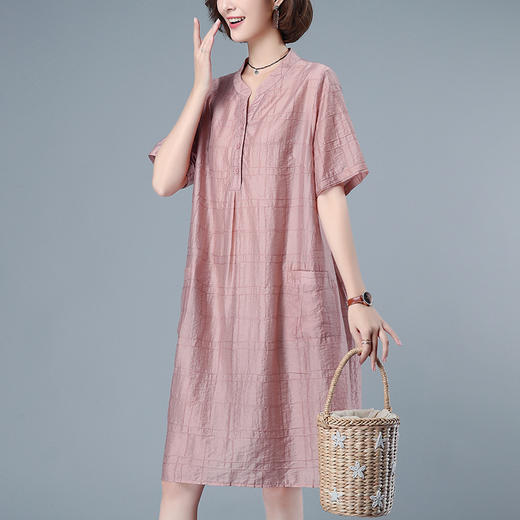 丁摩 天丝连衣裙女新款宽松大码气质夏装洋气薄款直筒裙子5ZF-1228 商品图0