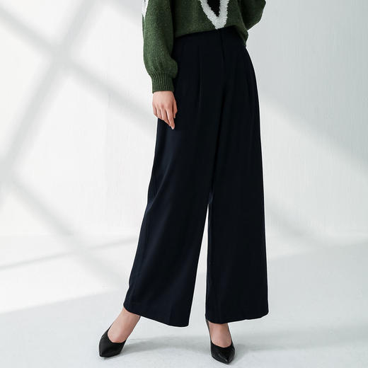 6941037046712 哥文花园COVEN GARDEN  商场同款秋冬羊毛纯色高腰阔腿长裤宽松女 商品图3