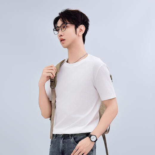 【新品上市】HX 夏季圆领短袖合体T恤桑蚕丝面料/S102522608101/02 商品图4