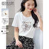 【专属特价】熙世界重工刺绣百合花T恤女短袖2025新款春夏休闲风圆领正肩上衣 商品缩略图6