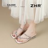 ZHR水钻拖鞋女2025新款夏季时尚夹趾拖鞋外穿洋气蝴蝶结粗跟女鞋 商品缩略图7