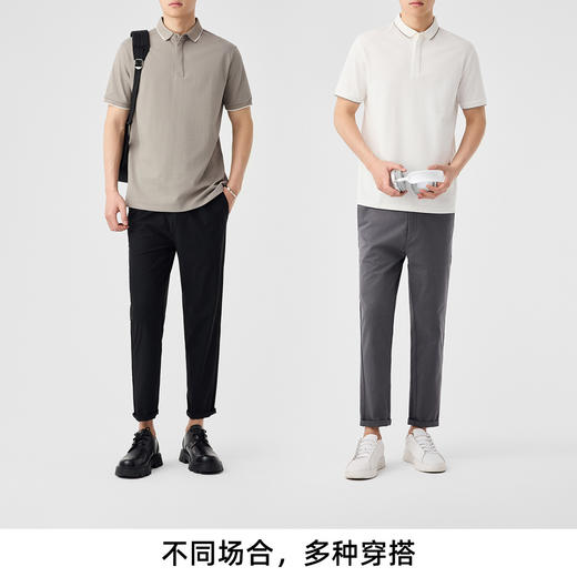 红览 夏款棉质条纹撞色翻领男士t恤70331 商品图3