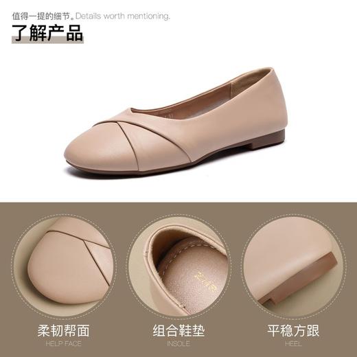 ZHR则则软底舒适浅口单鞋2025新款一脚蹬平底鞋气质豆豆鞋小皮鞋 商品图3