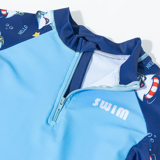 贝贝怡儿童泳衣套装分体男童中大童夏季新款男孩游泳衣泳帽整套ZB2EP007 商品图3