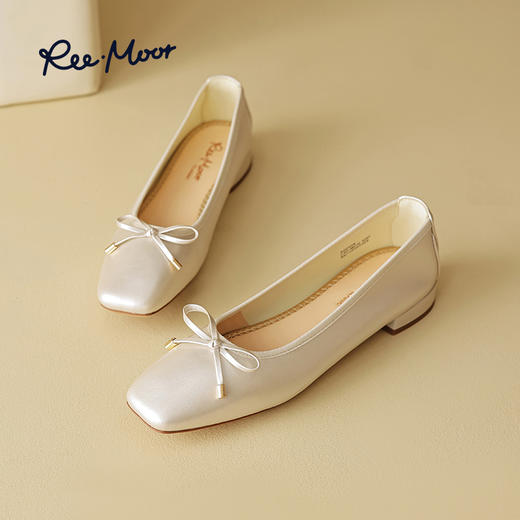 REEMOOR睿慕2025年春新款舒适软底浅口单鞋方头粗跟增高通勤女鞋R224D6 商品图7