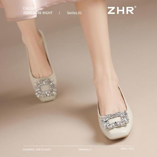 ZHR则则法式复古水钻方扣平底单鞋女2025新款百搭浅口一脚蹬女鞋 商品图7