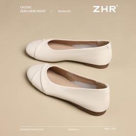 ZHR则则软底舒适浅口单鞋2025新款一脚蹬平底鞋气质豆豆鞋小皮鞋