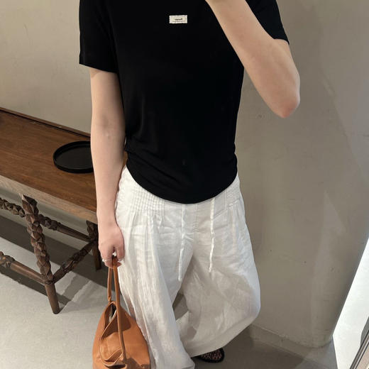 「K」洛诗琳40214时尚撞色T恤2025夏季新款天丝羊毛短袖上衣82281 商品图1